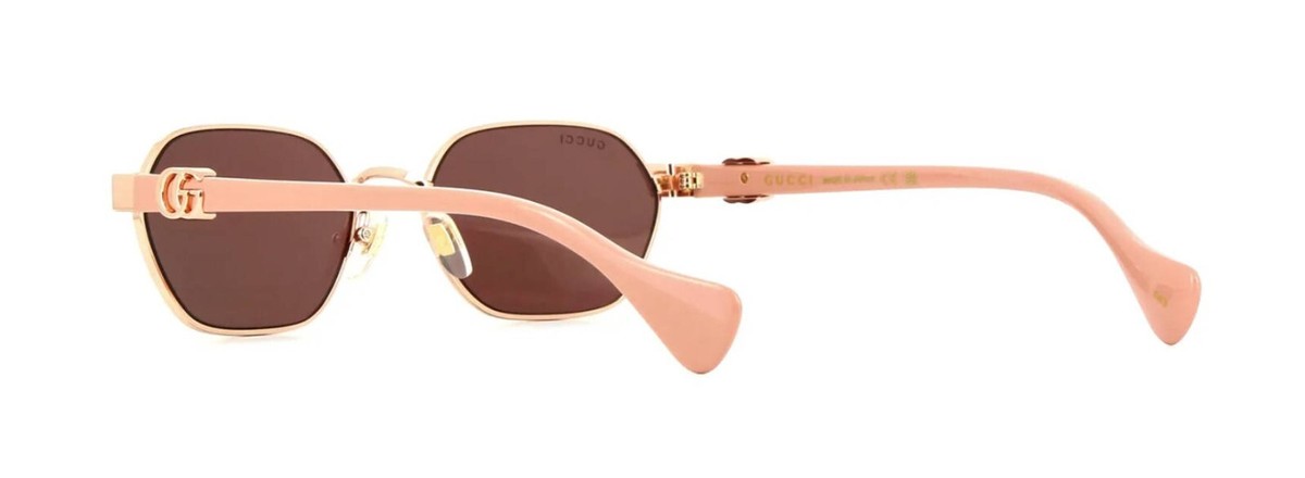 Gucci Women Sunglasses Rose Gold Lilac Oval GG1593S 004 NEW AUTHENTIC Gucci Metal Acetate Rectangular Frame Sunglasses GG1593S  main image 2