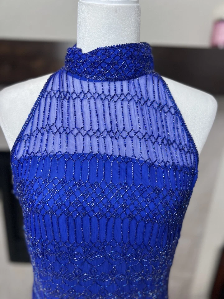 VESTIDO DE NOCHE JENNIFER EVEN ALTA COSTURA TALLA 8 VIOLETA PÚRPURA 100% SEDA IMPRESIONANTE Foto 3 de 4