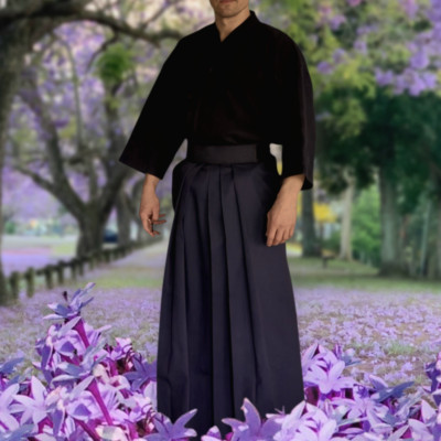 Japanese Hakama with Hook and Loop Fastener - Budo - Aikido - Kendo (Black)