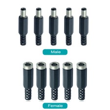 10Pcs Male Female DC Power Jack Plugs Socket Adapter Connector 2.1 X 5.5mm Hot