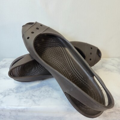CROCS Womens Flats Open-Toe Expresso Kadee Slip-On Sandals Size 8