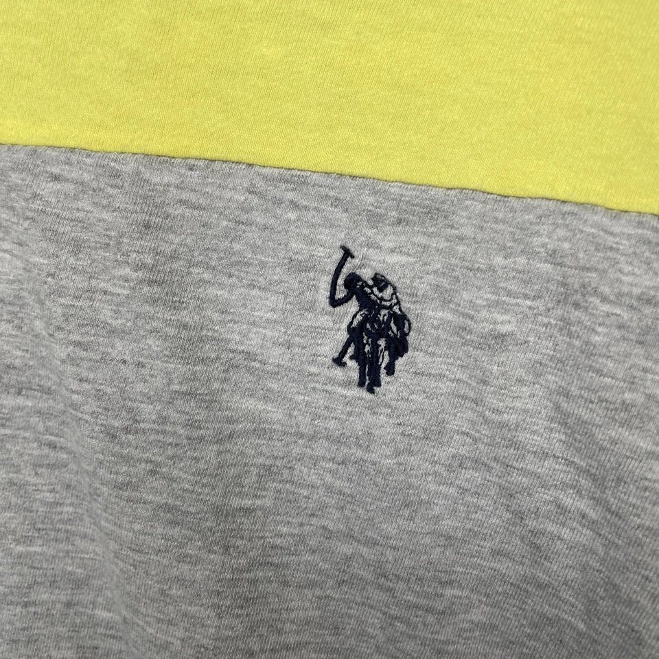 Polo EE. UU. ASSN. Camiseta Hombre M 100% Algodón Tricolor Amarillo Gris Blanco Foto 3 de 4
