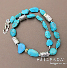 MIB Rare SILPADA Sterling Silver Chunky Turquoise Bead Necklace N0849