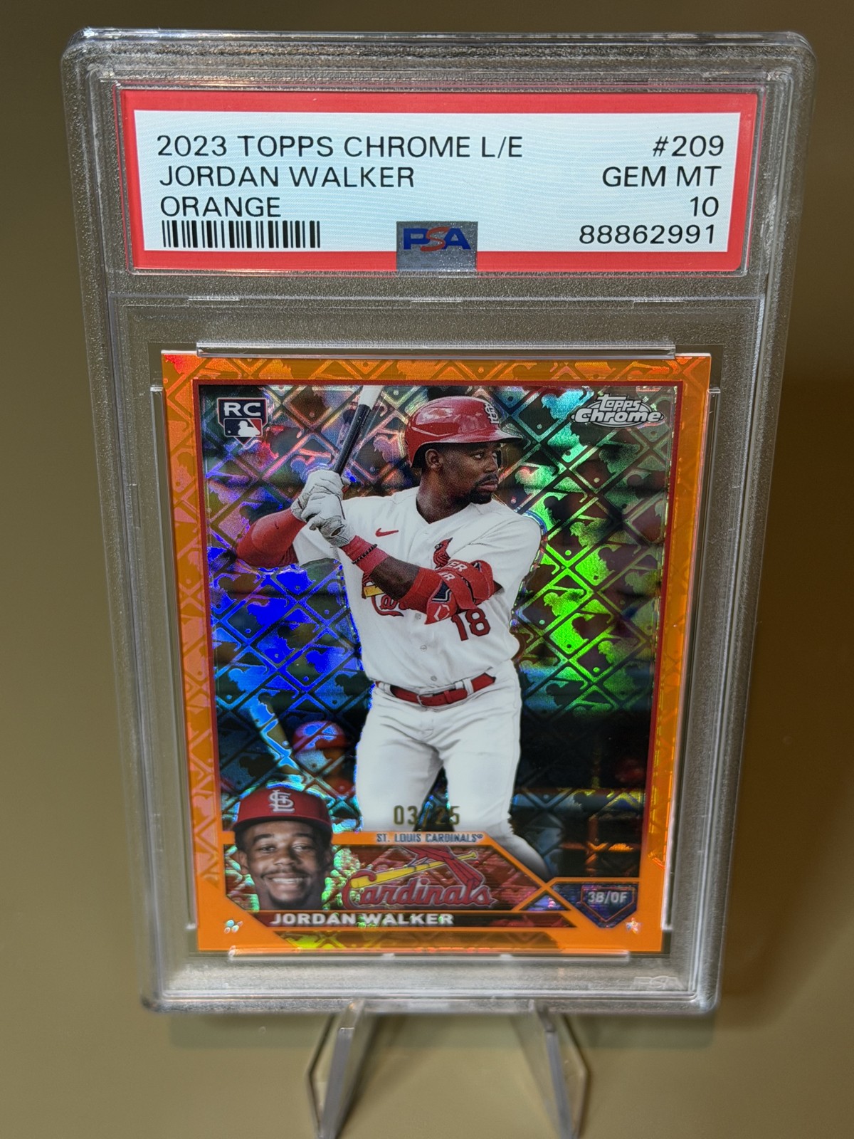 2023 Topps Chrome Logofractor - Jordan Walker Rookie Orange Refractor /25 PSA 10