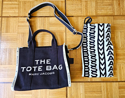 Marc Jacobs The Tote Bag Canvas Tragetasche Schwarz/Weiß, Reißverschluss, Träger