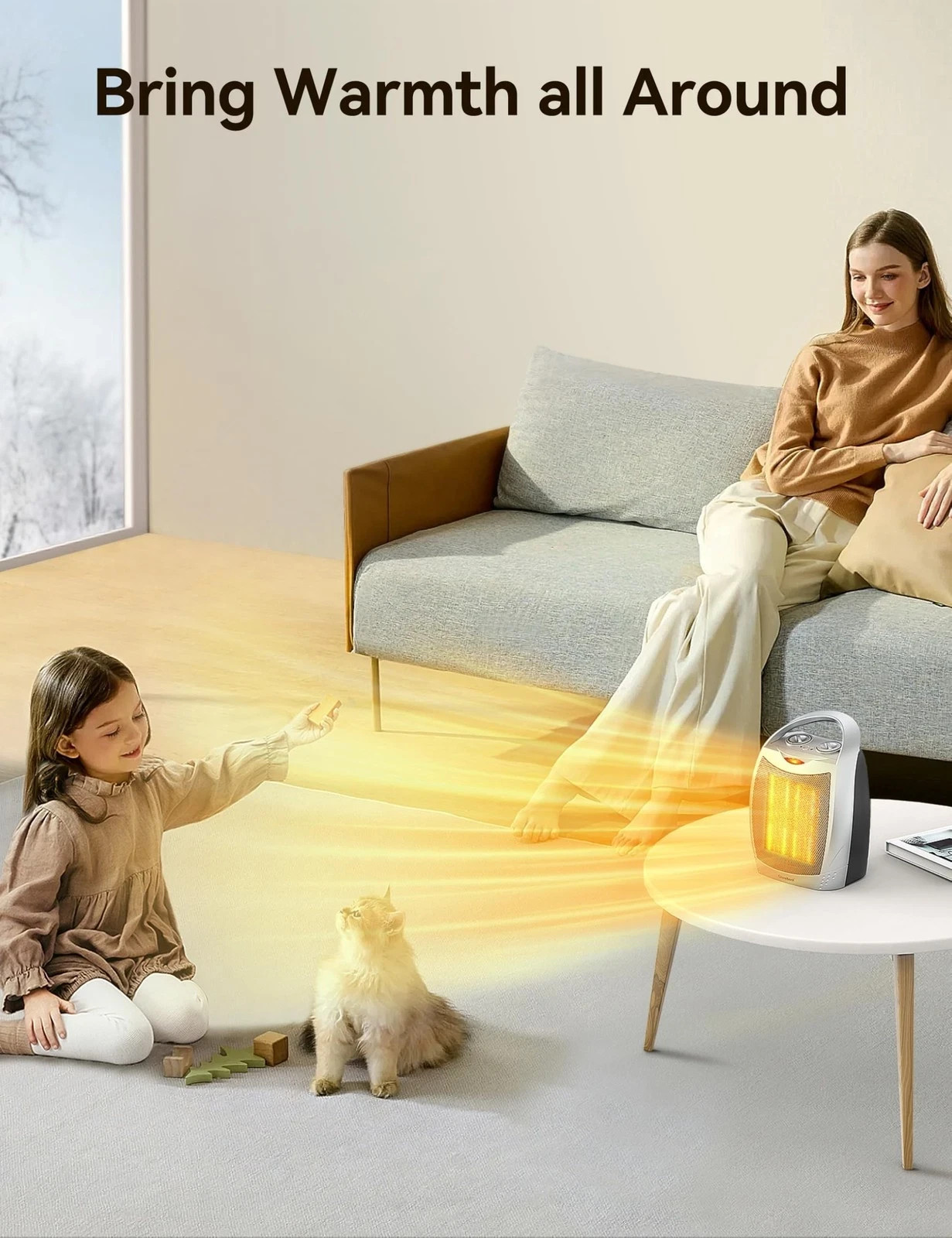 GiveBest Portable Electric Space Heater with Thermostat 1500W/750W Safe - Silver