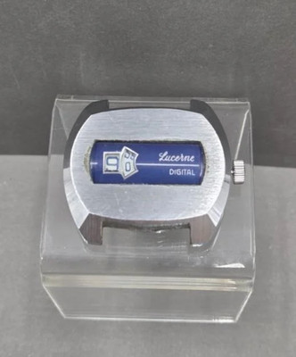 Vintage Lucerne Digital Jump Hour Men's Watch Swiss Made Manual Wind - 1970s