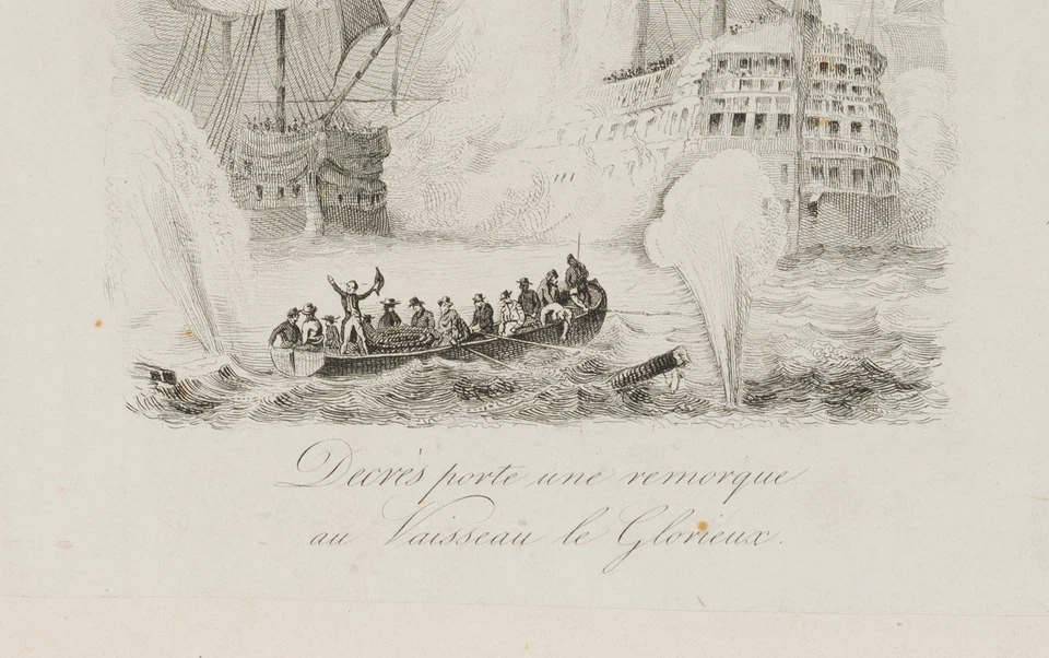 Denis Decrès. Seestück mit Schlacht, Radierung Romantik Unbekannt (19.Jhd) - Bild 4 von 4