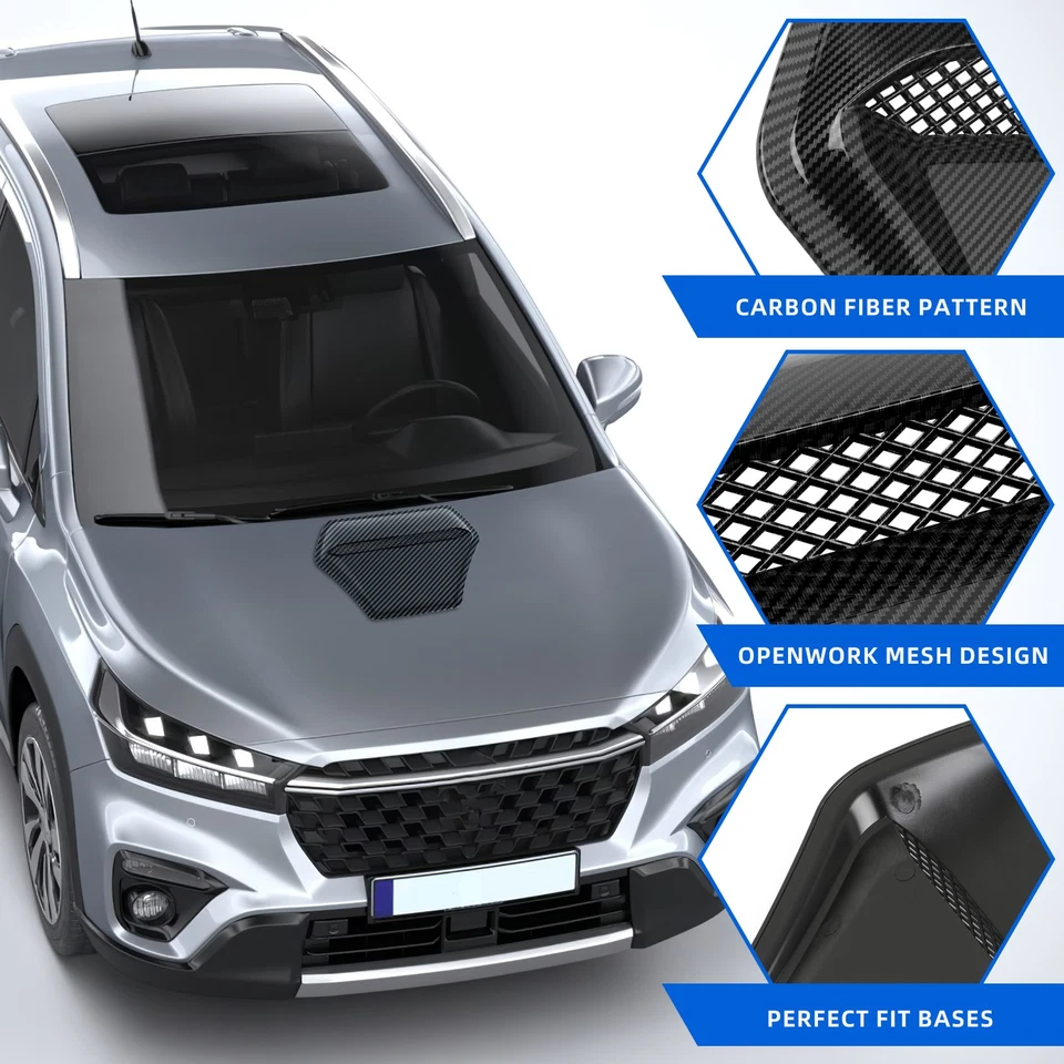 For Honda CR-V Car Front Air Flow Intake Outlet Hood Scoop Vent Cover Carbon - Image 3 of 4