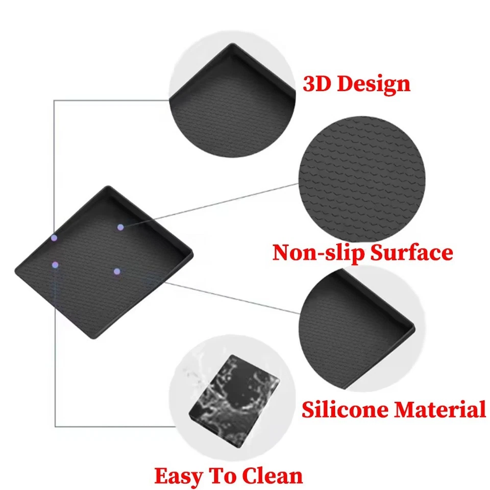 Bandeja bandeja almohadilla silicona negra para Suzuki Jimny 2024 2025+ consola central Foto 3 de 4