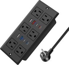 30W Recessed Power Strip USB C, Desk Flush Mount Outlet Plug in 6 AC  8 USB Por