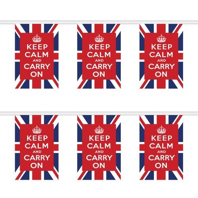 Flagtex Keep Calm And Carry On (UK) rechteckige Wimpelkette