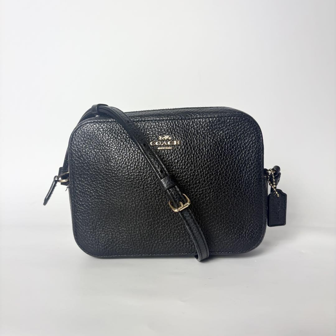 Authentic Used Coach Black Leather Crossbody Camera Bag