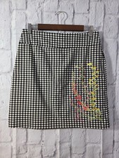 Charter Club Stretch Size 6 Black Gingham Floral Embroidered Pull On Skort
