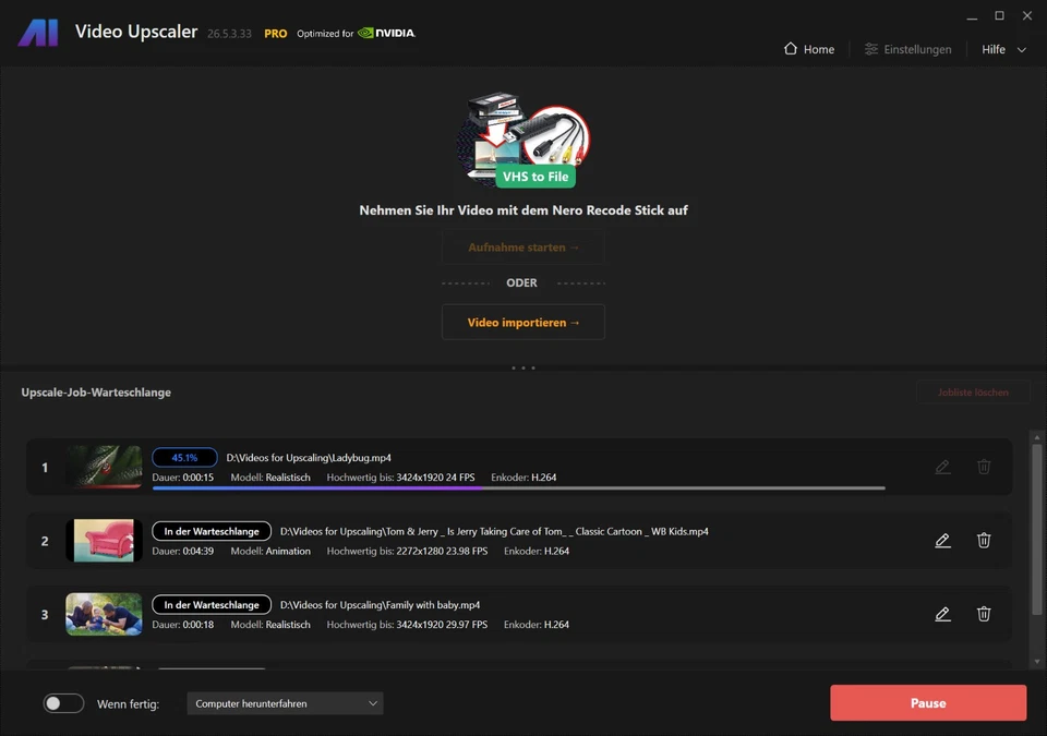 Nero AI Video Upscaler Pro | Videoqualität verbessern | KI | Rauschunterdrückung - Bild 3 von 4