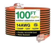 Go Green Power Inc. 14/3 100ft Lighted Outdoor Extension Cord - Durable, Heavy D