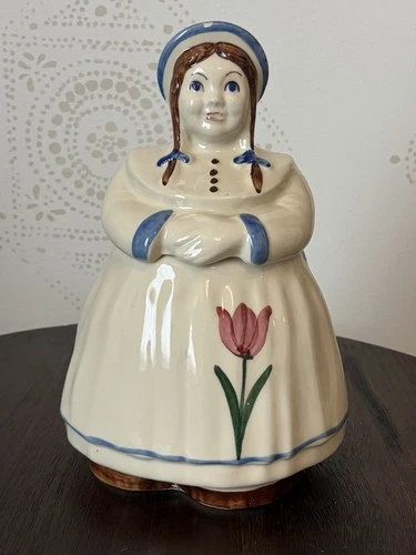 Vintage Shawnee Pottery "Jill" Dutch Girl Cookie Jar - 1940s Tulip Design
