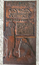Vintage Wood Copper Printing Block Black Cat Hoseiry Advertising