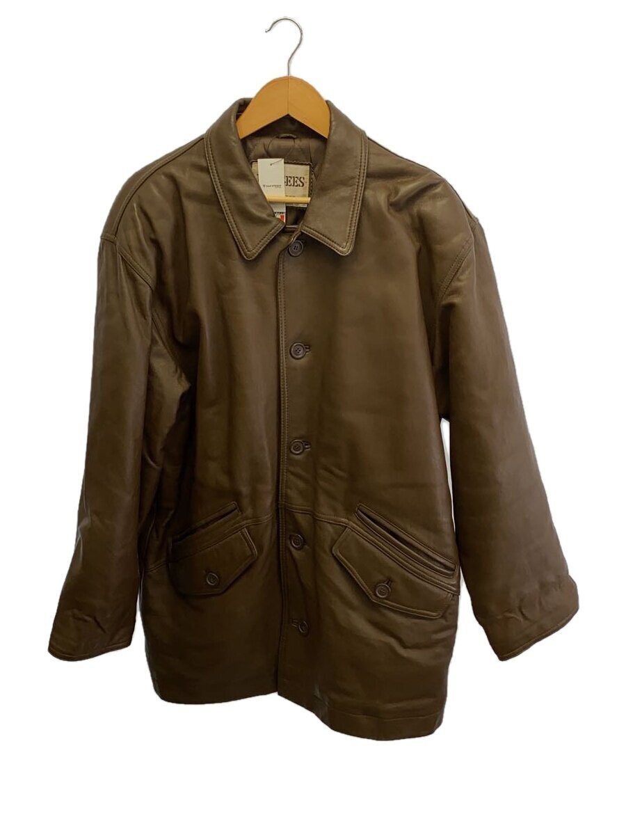 Men's Brown Sheepskin Leather Blouson Jacket Size L Model 2246