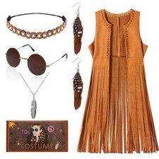 60s 70s Outfits Women Disco Hippie Costume Clothes Cowgirl Halloween Vest