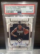2022 Panini National Treasures Penmanship Bronze Anthony Edwards’s Auto /25 PSA9