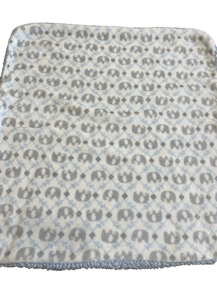 Одеяло Blankets & Beyond Blue Elephant Minky Sherpa серое белое бриллиантовое аргайл - Изображение 2 из 4