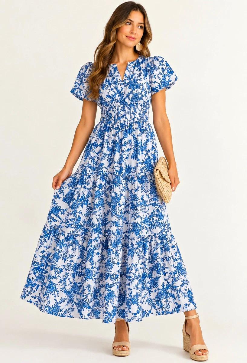 anthropologie blue dress with flowers Dresses for Women for sale Fitted One-Shoulder Silk like PromotionName: Spring Ahead: 50% Off Select Styles Size:US8 - Preorder