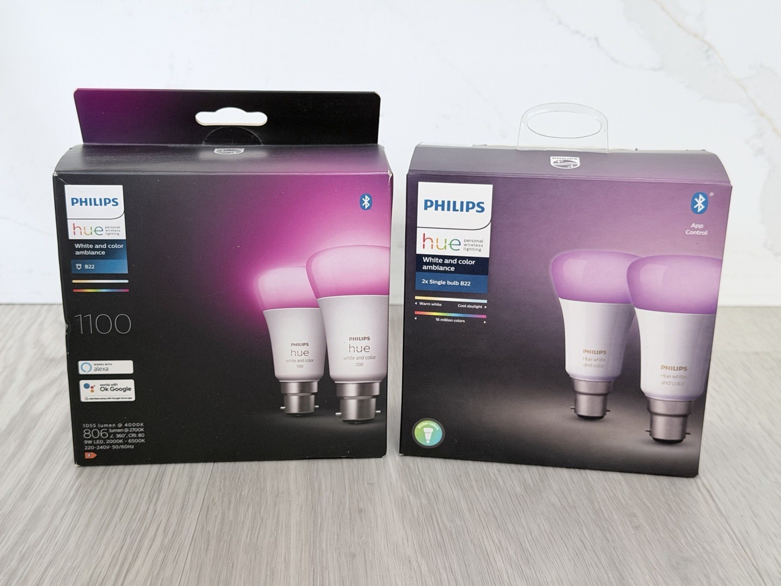 4X Philips Hue White & Colour Ambiance B22 A60 Smart LED Bulb 9W 806lm BT