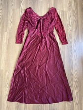 Vtg 80s Alfred Angelo Dress 6 Purple Lace Satin Basque Waist Party Formal Prom
