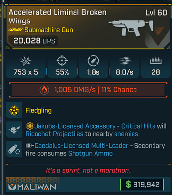 Borderlands 4  BROKEN WINGS SMG INCENDIARY JAKOBS SHOTGUN AMMO