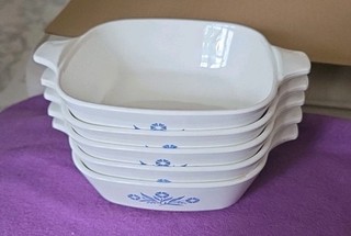 CorningWare Lot Of 5 P 41 Petite Pan Square Casserole Blue Cornflower USA