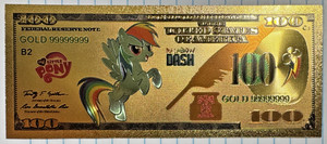 My Little Pony Rainbow Dash $100 24K Gold Plated Bill