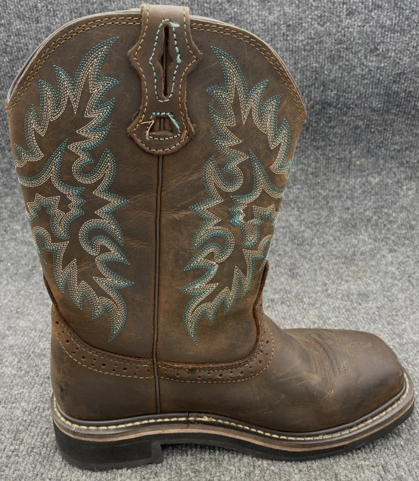 Botas de trabalho femininas Brazos 8B biqueira de aço ocidental resistente ao deslizamento de óleo ASTM F2413 - Imagem 2 de 4