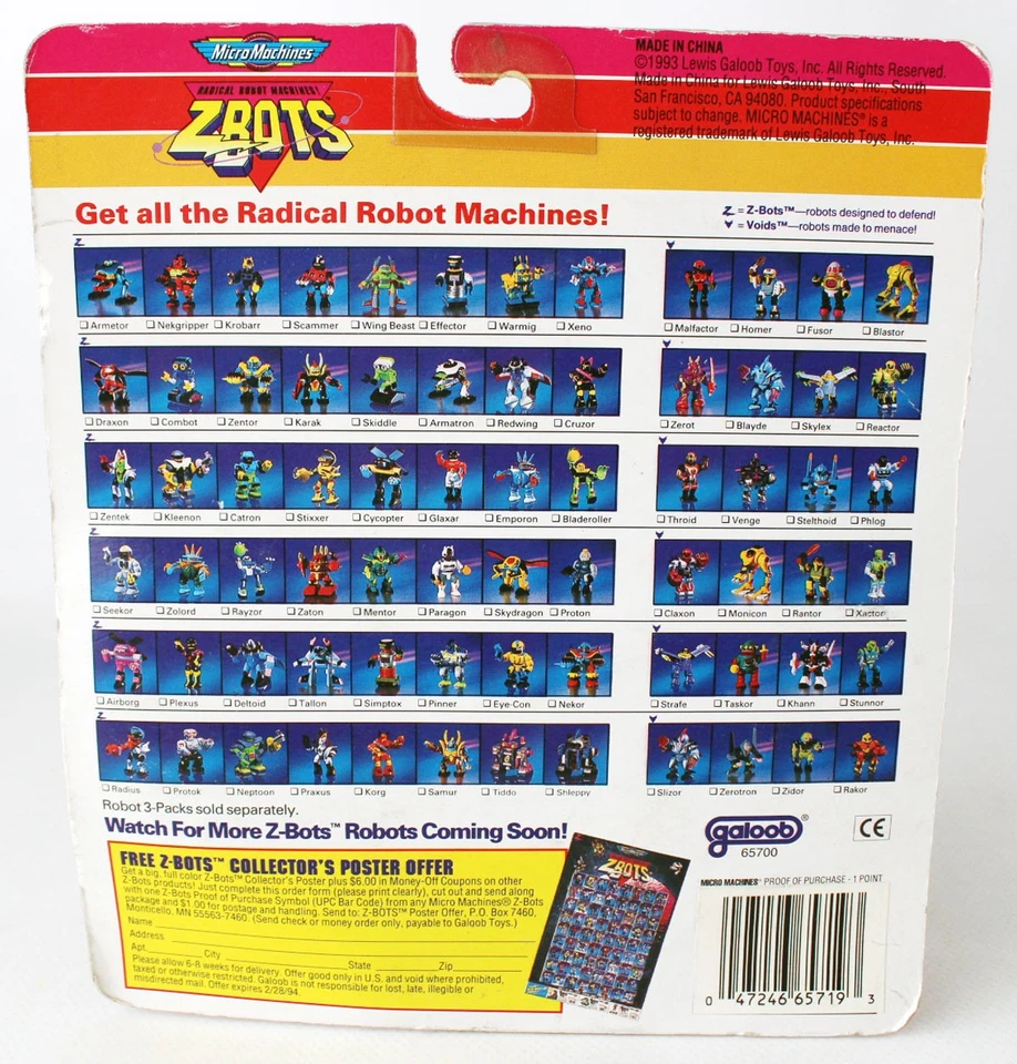RARE VINTAGE 1993 MICRO MACHINES ZBOTS CLAXON RADIUS NEPTOON GALOOB NEW SEALED! - Image 2 of 4