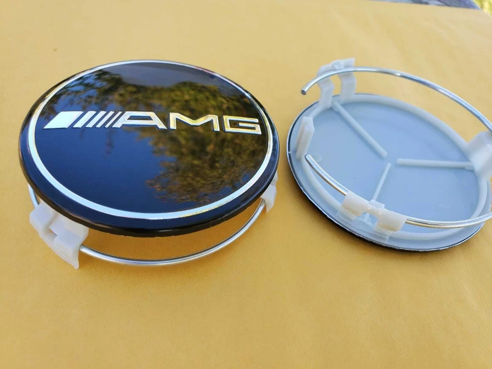 SET OF 4 x 75MM AMG WHEEL CENTER HUB CAPS FIT FOR MERCEDES BENZ C E CLS S B NEW - Imagem 4 de 4