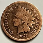 1873 Open 3 Indian Head Cent Semi-Key Low Mintage Cleaned Env Damage JC2093