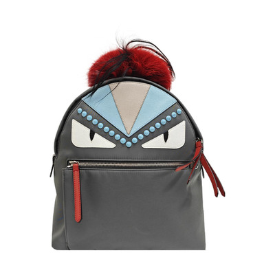FENDI Monster Backpacks Cloth Grey Free Shipping | Duties Paid