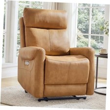 Wall Hugger Recliner Chair for Adults, Faux Leather RV Recliner with USB Camel