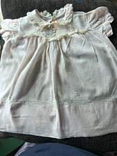 Vintage handmade pink Newborn Dress Lace Collar Embroidered