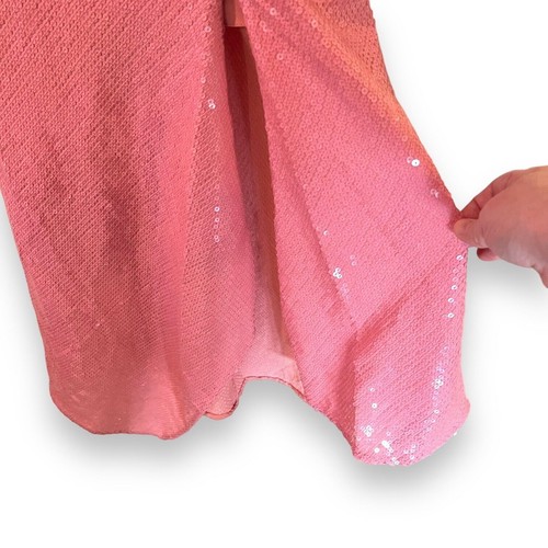 Alice + Olivia Harmony Midi Womens Size 2 Dress Pink Sequin Asymmetric Strappy - Picture 8 of 17