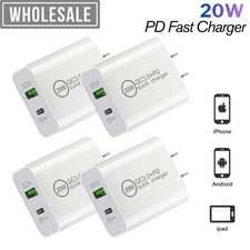 20W Dual Port USB C Charger Plug Fast Charging Block USB A Brick for iPhone Lot