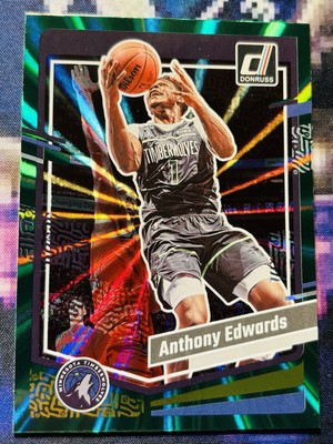 2023-24 Donruss Anthony Edwards #137 Green Laser Holo Timberwolves
