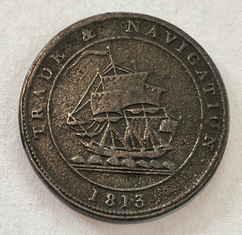 1813 NOVA SCOTIA HALF PENNY - PLAIN EDGE