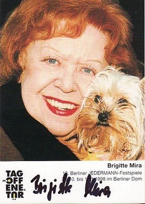 Autograph Brigitte Mira 2005   Folk Actress Chanson Lili Marleen Dog XYZ
