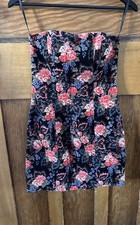 ZIMMERMANN Chatter Floral Strapless Velvet Mini Dress $420 Rrp Black Orange Blue