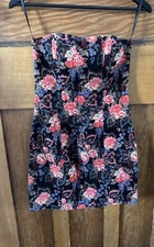 ZIMMERMANN Chatter Floral Strapless Velvet Mini Dress $420 Rrp Black Orange Blue