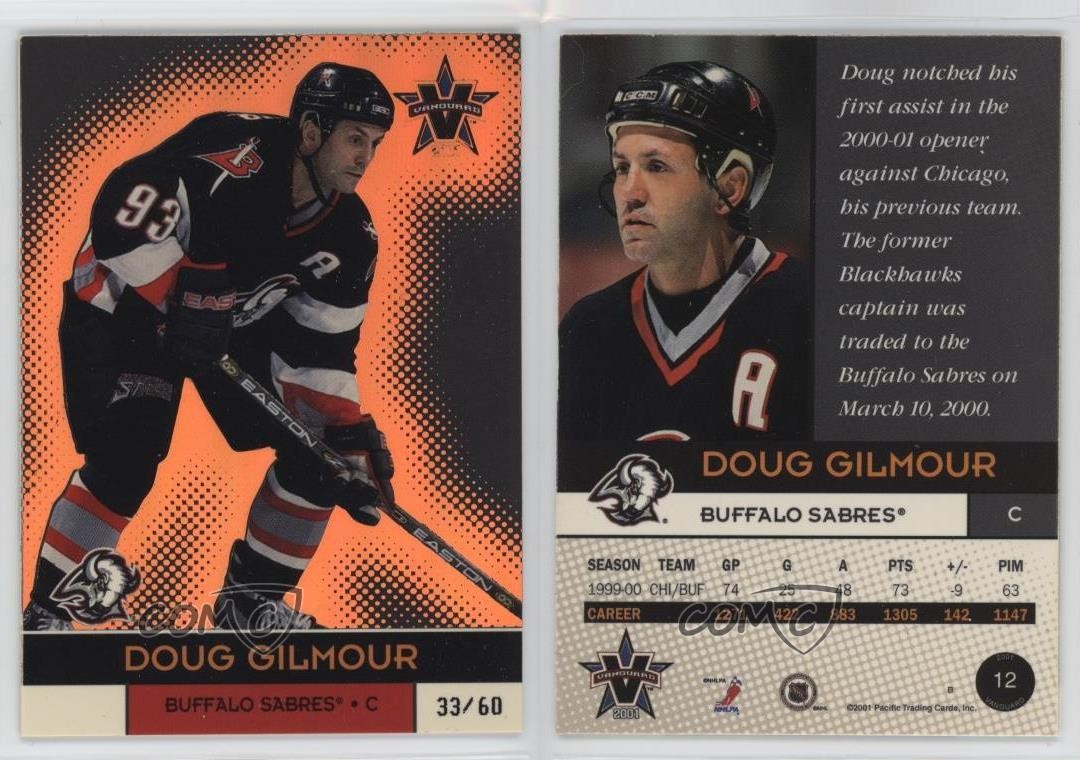 2000-01 Pacific Vanguard Holographic Gold 33/60 Doug Gilmour #12 HOF 9v7