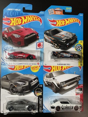 HOT WHEELS Nissan Mix (4) Skyline 2000 GT-R, GT-R R35, LBWK 35GT-RR , 180SX
