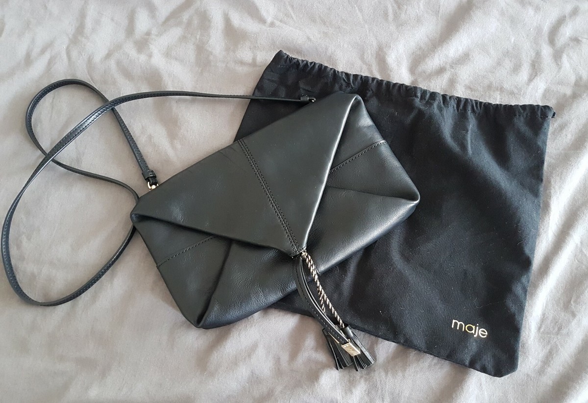 Raffinierte maje Tasche schwarz Leder Crossbody Quasten