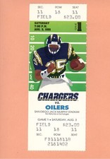 Yancey Thigpen 1st NFL GAME 1991 FULL ticket San Diego Chargers v Houston Oilers